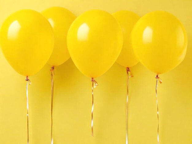 Photo yellow balloons on a yellow background