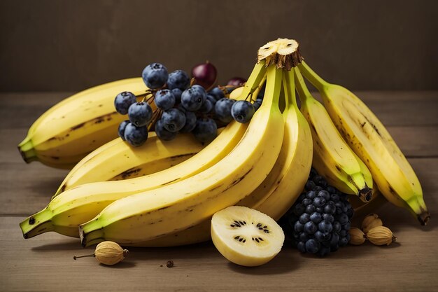 Yellow banana and fruit