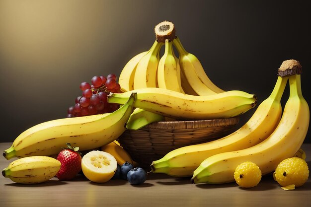 Yellow banana and fruit