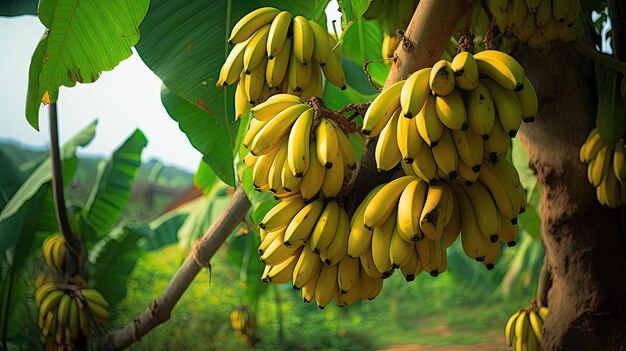 Yellow Bananas On The Tree