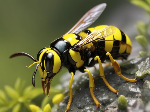 Yellow banded polybia wasp