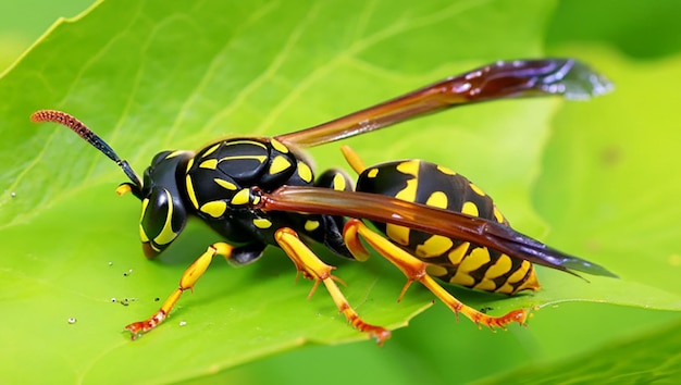 Yellow banded polybia wasp