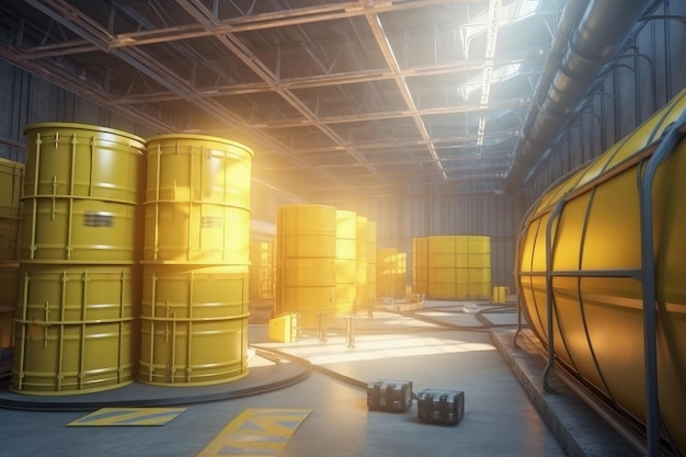 Yellow barrels radioactive waste storage generative ai