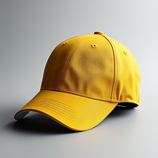 Фото Желтый макет бейсбольной шапки изолирован на белом