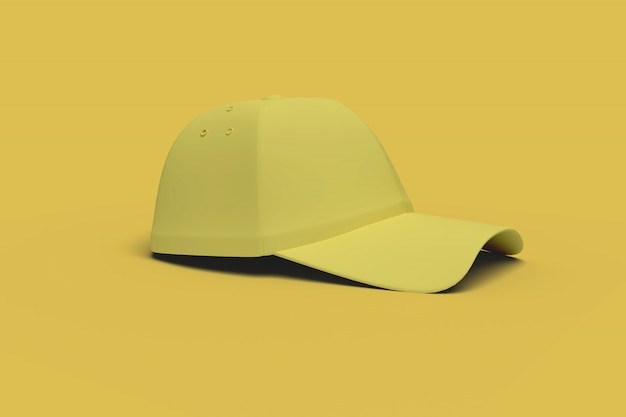 Yellow baseball hat on a yellow background abstract image