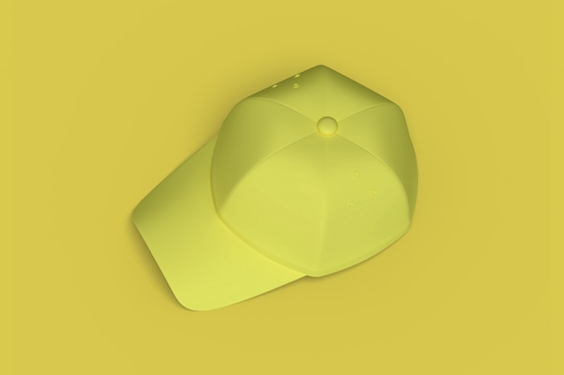 Yellow baseball hat on a yellow background abstract image