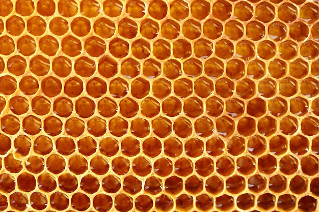 Yellow beautiful honeycomb with honey background