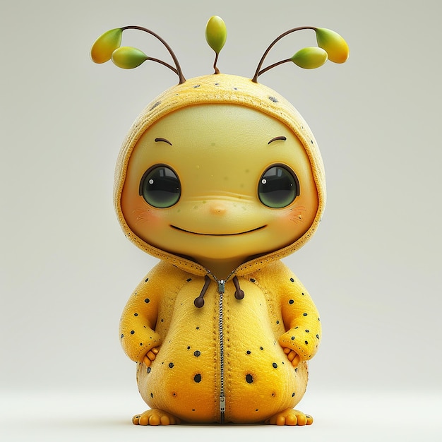 a yellow bee figure with a bee on its face