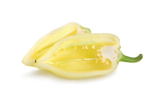 Yellow bell pepper isolated on white background