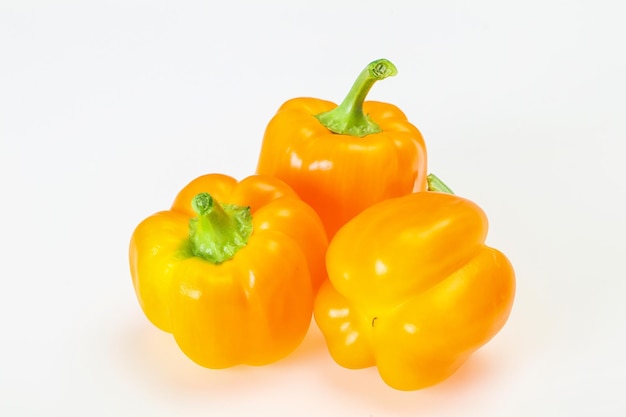 Yellow Bell pepper with leaves