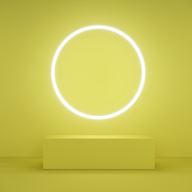 Yellow bench with circle neon light