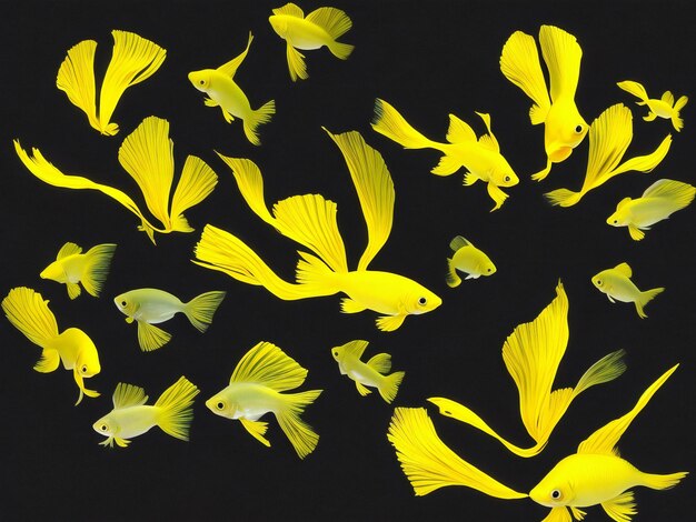 Yellow beta fish on black background ai generated