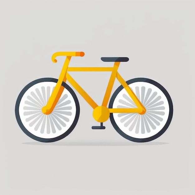 A yellow bicycle with a black seat and a white wheel generative ai
