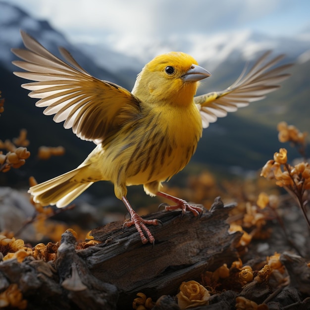 Yellow bird flying