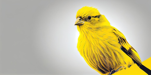 A yellow bird sitting on top of a yellow pole generative AI