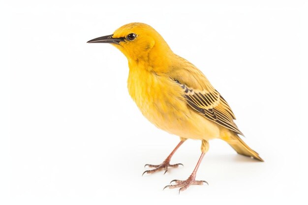 A yellow bird with black stripes on its body