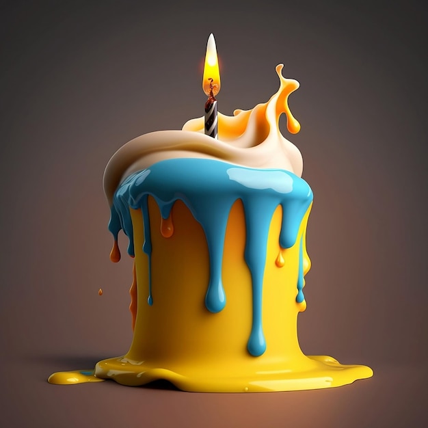 A yellow birthday cake