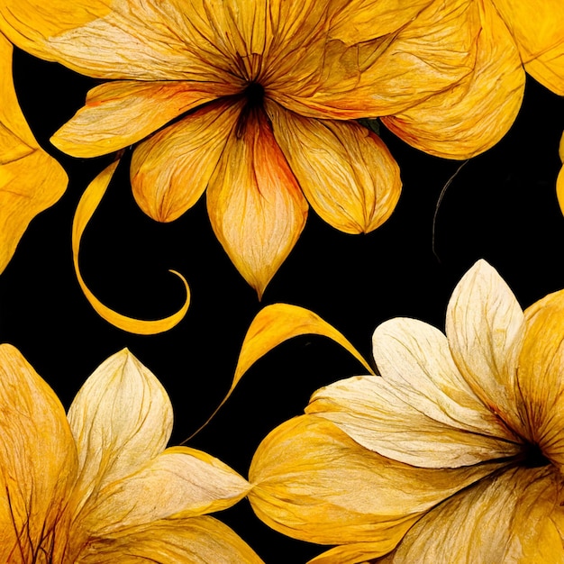 Yellow and black abstract flower Illustration