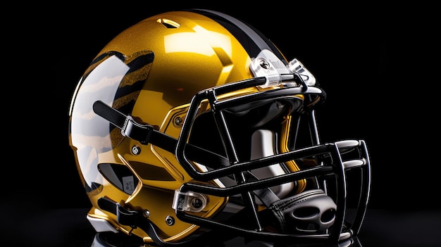 Photo a yellow black american football helmet isolated on white background football helmet generative ai