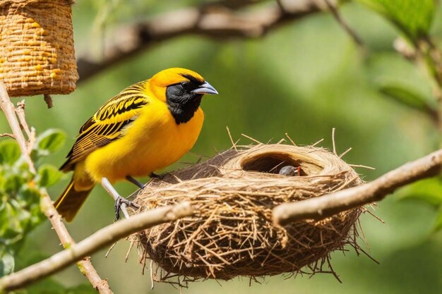 a yellow and black bird with the word quot tropica quot on its chest
