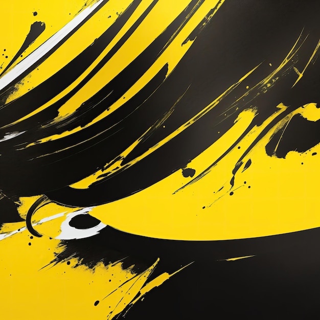 Yellow and black brush stroke banner background