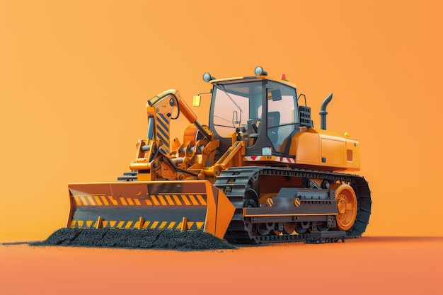 Photo a yellow and black construction vehicle with a large orange blade