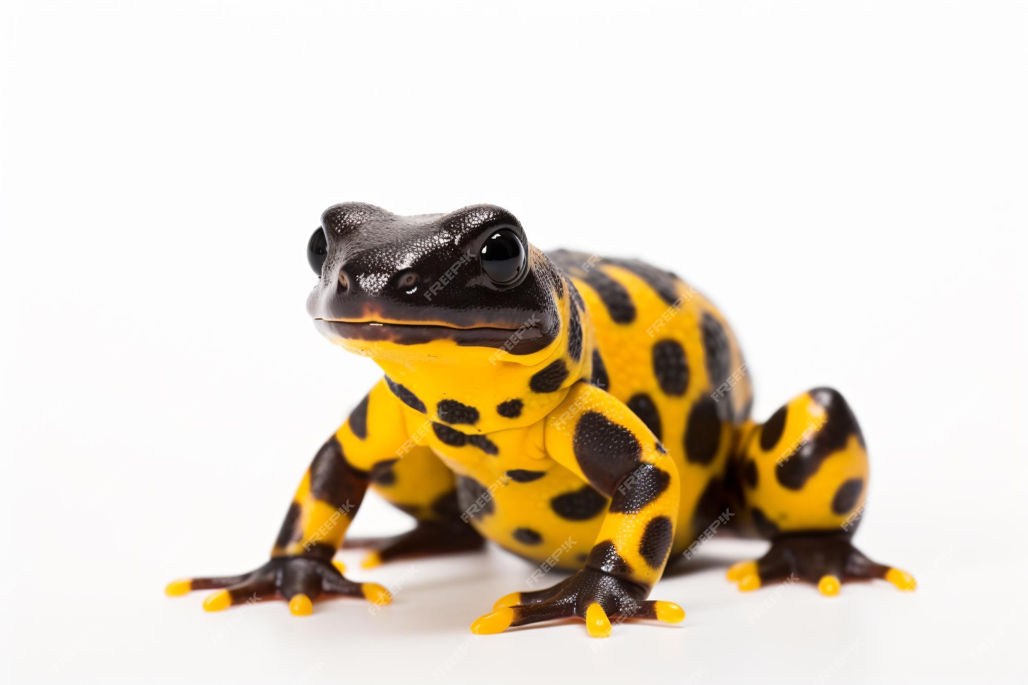 Premium AI Image | a yellow and black frog figurine on a white surface