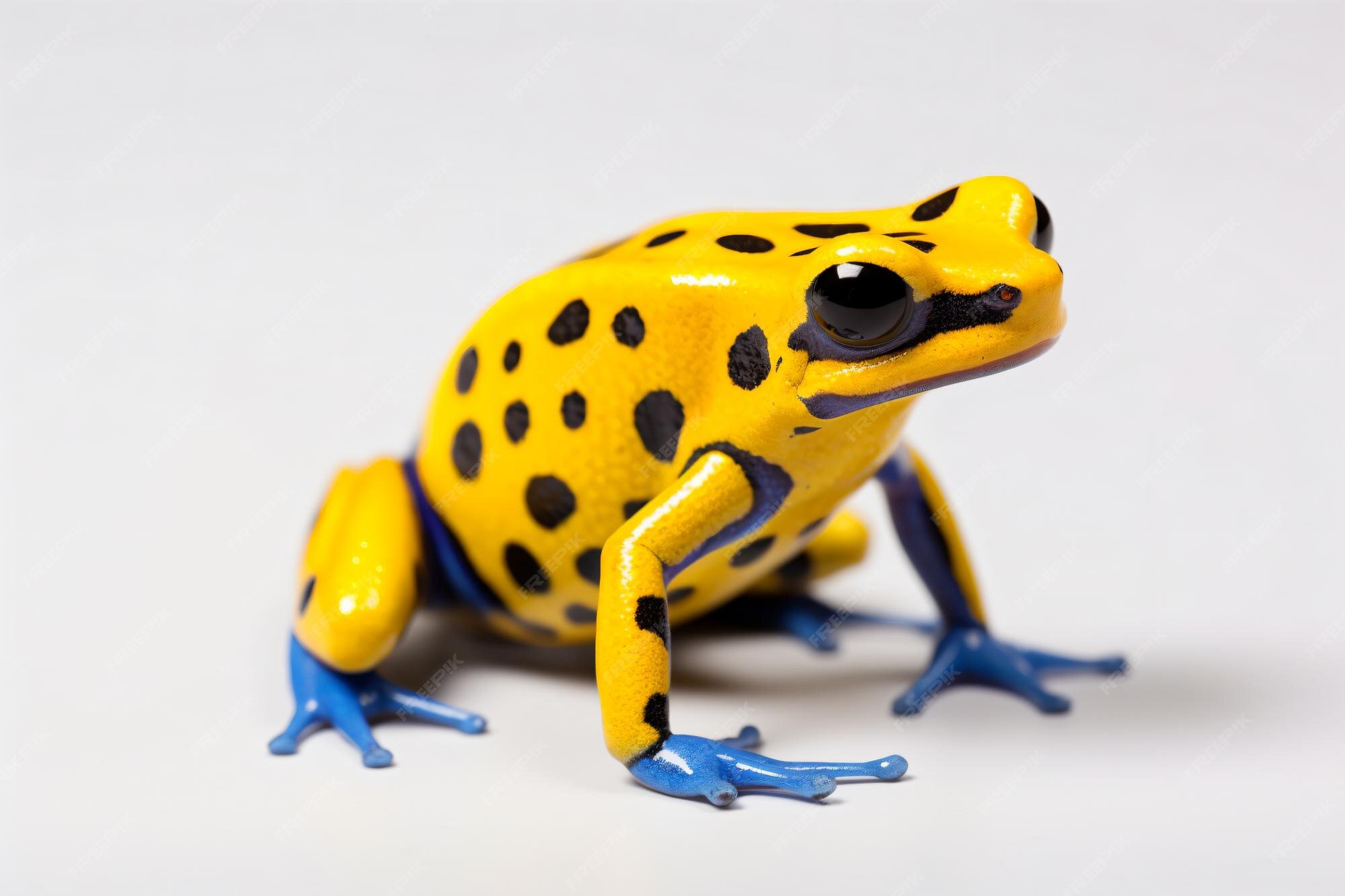 Premium AI Image | a yellow and black frog sitting on a white surface