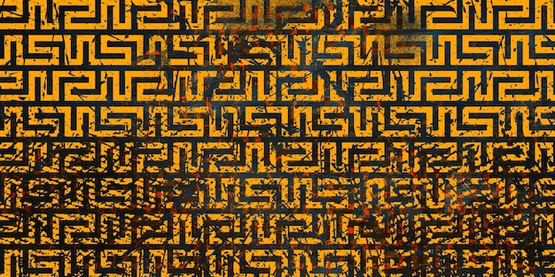 Yellow and black grunge seamless geometric pattern background
