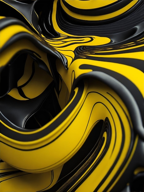 Photo yellow and black motion waves wallpaper