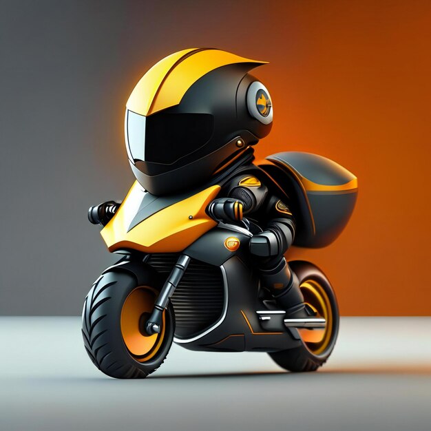 a yellow and black motorcycle with a black helmet on it