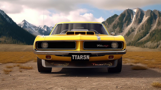 yellow and black muscle car generative ai