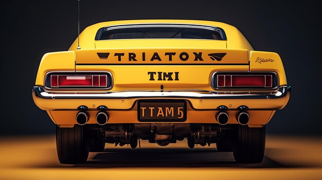 Photo yellow and black muscle car generative ai