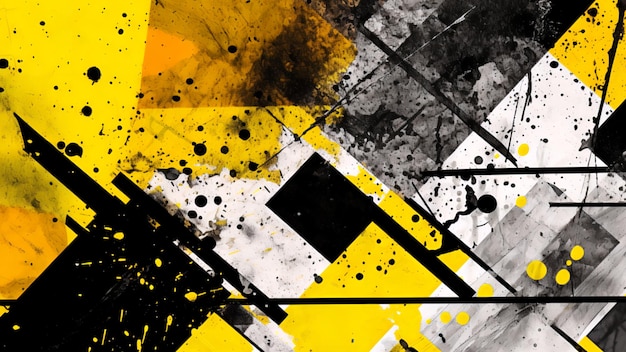 Photo yellow black paint splatter background modern grunge material texture decorative texture backdrop