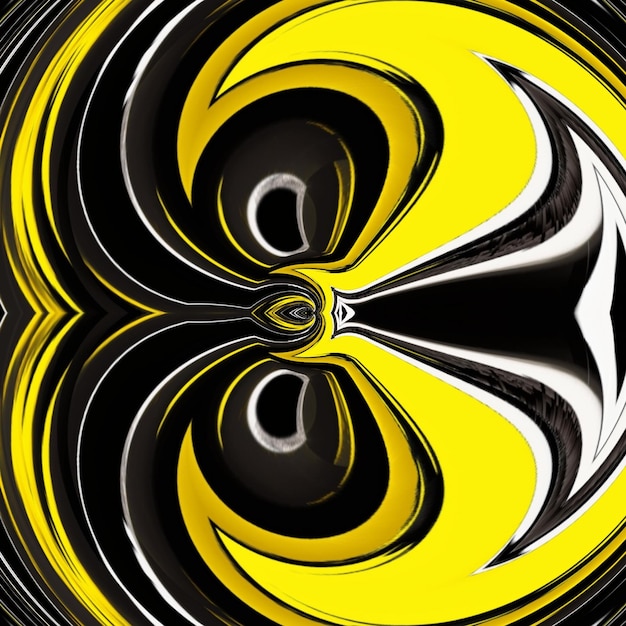 A yellow and black picture of a black and white design.