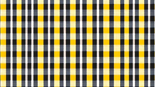 A yellow and black plaid fabric with a white background.