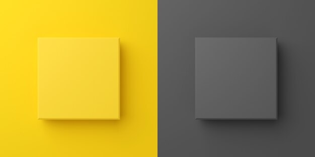 Yellow and black square geometric shapes on background