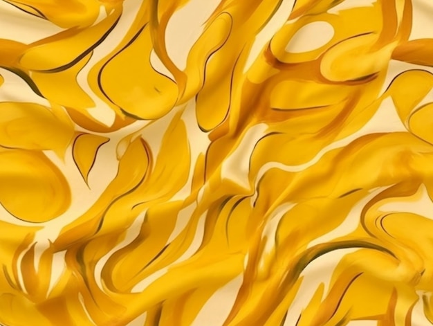 Yellow and black swirls on a white background with a black border generative ai