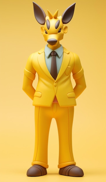 양복과 넥타이를 입은 남자의 노란색과 검은색 장난감 생성 ai