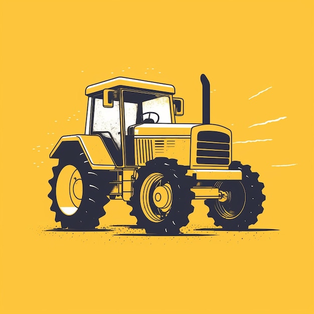 a yellow and black tractor with a yellow background.