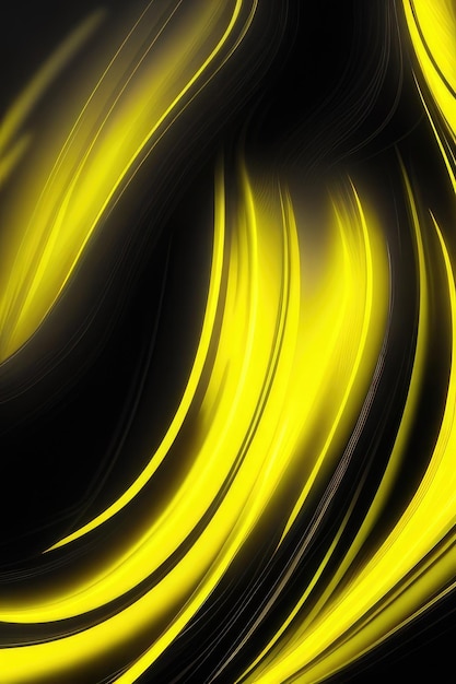 Photo yellow and black waves abstract background