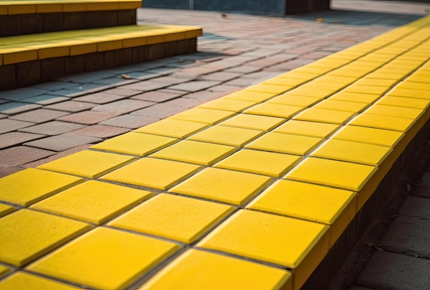 Yellow blocks of tactile paving for blind handicap