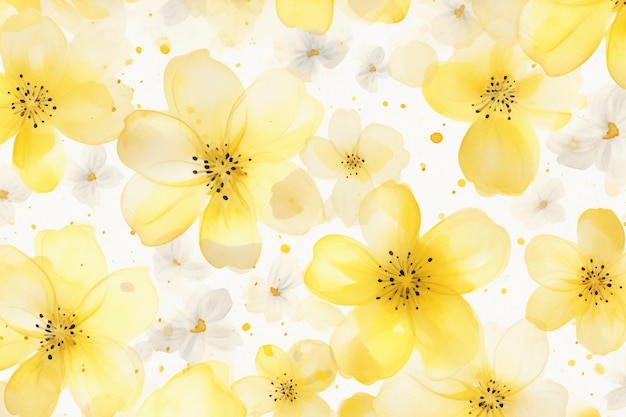 Yellow blooms on a captivating watercolor mosaic