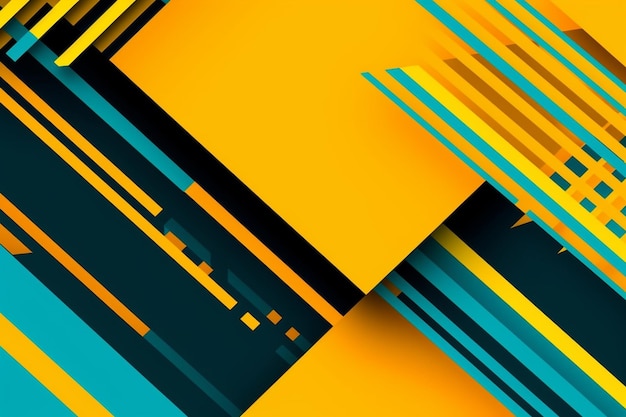 A yellow and blue background with a black square and a blue square generative ai