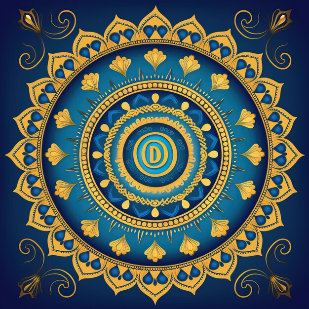 A yellow and blue circle with a blue background with a yellow circle