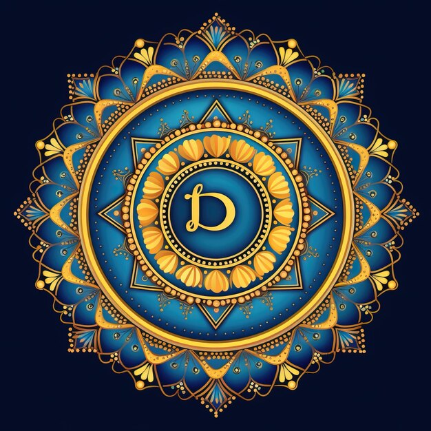 Premium AI Image | a yellow and blue circle with the letter d on it
