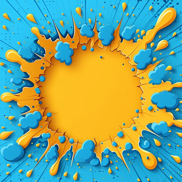 Photo yellow and blue comic explosion