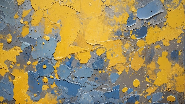 Yellow and blue grunge paint texture background