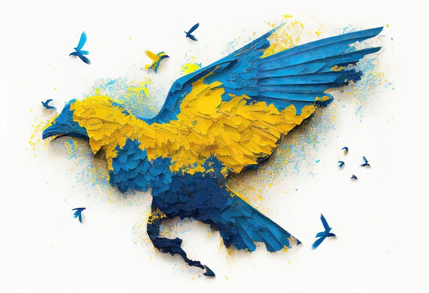 Yellow and Blue Peace Dove Generative AI