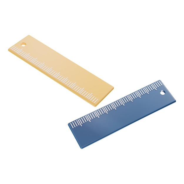 yellow and blue ruler 3d render icon